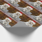 Papier Cadeau Mignonne Noël Père Noël Maltese Chiot (Coin)