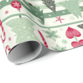 Papier Cadeau Mignonne Noël saison Motif festif (Coin rond)