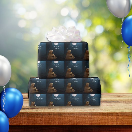 Papier Cadeau Mignonne Ours Sur La Lune