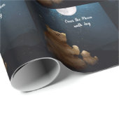 Papier Cadeau Mignonne Ours Sur La Lune (Coin rond)