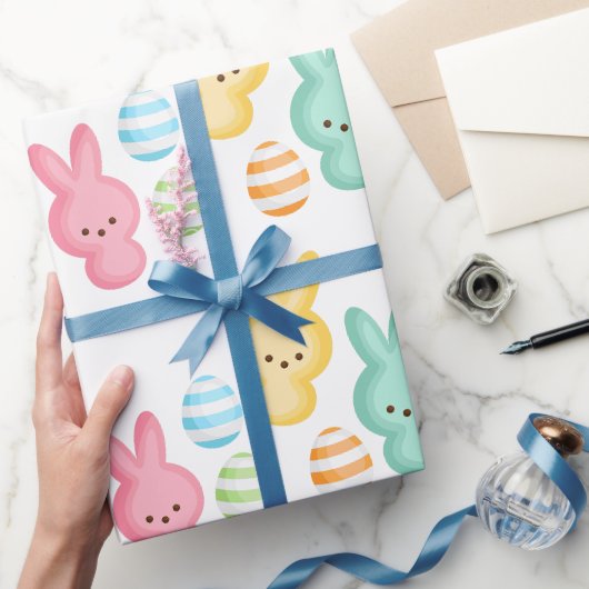 Papier Cadeau Mignonne Pâques Lapin Marshmallows (Cadeaux)