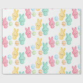 Papier Cadeau Mignonne Pâques Lapin Marshmallows (Plat)