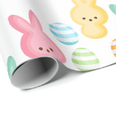 Papier Cadeau Mignonne Pâques Lapin Marshmallows (Coin rond)