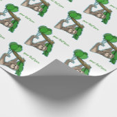 Papier Cadeau Mignonne paresse avec ballons de fête d'anniversai (Coin)