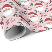 Papier Cadeau Mignonne Père Noël Ho Ho Ho Noël (Coin rond)