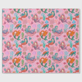 Papier Cadeau Mignonne sirène de dessin animé sur arrière - plan (Plat)