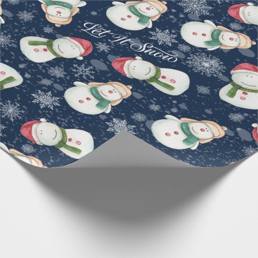 Papier Cadeau Mignonne Snowman Snowflake Noël Whimsical (Coin)