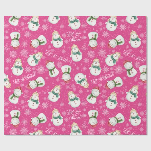 Papier Cadeau Mignonne Snowman Snowflake Noël Whimsical (Plat)