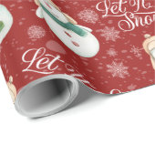 Papier Cadeau Mignonne Snowman Snowflake Noël Whimsical (Coin rond)