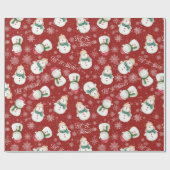 Papier Cadeau Mignonne Snowman Snowflake Noël Whimsical (Plat)