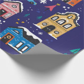 Papier Cadeau Mignonnes maisons de Noël plats illustrations vint (Coin)