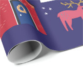 Papier Cadeau Mignonnes maisons de Noël plats illustrations vint (Coin rond)