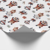 Papier Cadeau Mignons animaux de Noël en Sweaters Motif Wrappin (Coin)
