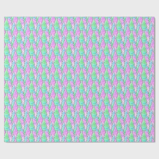 Papier Cadeau mignons arbres de noël couleurs pastel motif (Plat)
