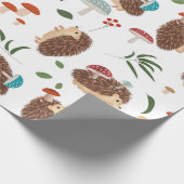 Papier Cadeau Mignons Champignons Hérisson Forêt Animaux de la F (Coin)