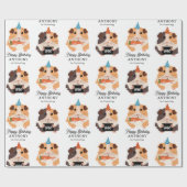 Papier Cadeau Mignons Cochons d'Inde Drôles Nom Âge Anniversaire (Plat)
