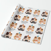 Papier Cadeau Mignons Cochons d'Inde Drôles Nom Âge Anniversaire (Déroulé)