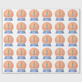 Papier Cadeau Mignons créatures enneiger globe orange violet bla (Plat)