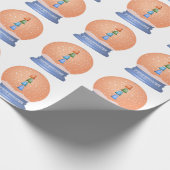 Papier Cadeau Mignons créatures enneiger globe orange violet bla (Coin)