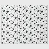 Papier Cadeau Mignons Feuilles Illustration Noir Et Blanc (Plat)