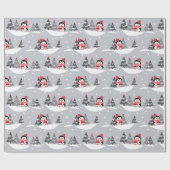 Papier Cadeau Mignons manchots de Noël (Plat)