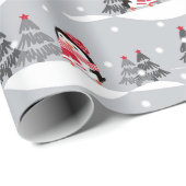 Papier Cadeau Mignons manchots de Noël (Coin rond)