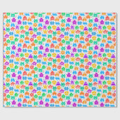 Papier Cadeau Mignons monstres pixellisés colorés motifs (Plat)