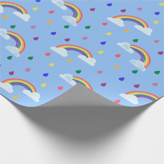 Papier Cadeau Mignons nuages de pluie Confetti Arc-en-ciel (Coin)