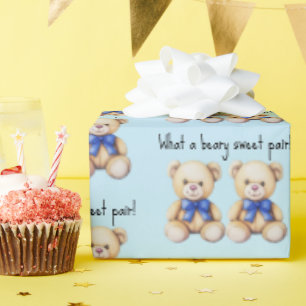 Papier Cadeau Mignons ours en peluche, douche pour jumeaux garço