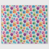 Papier Cadeau Mignons petits monstres 3 - (Plat)