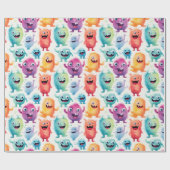 Papier Cadeau Mignons petits monstres 4 - (Plat)