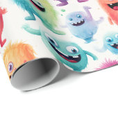 Papier Cadeau Mignons petits monstres 4 - (Coin rond)