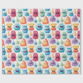 Papier Cadeau Mignons petits monstres 5 - (Plat)