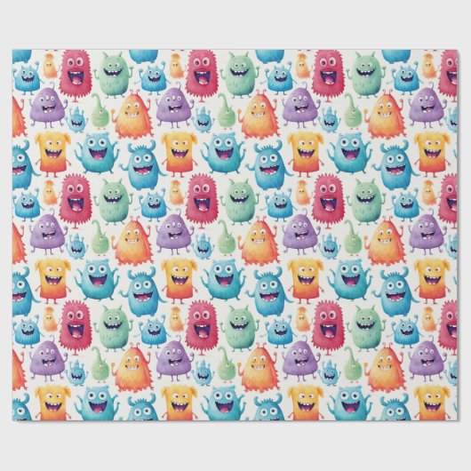 Papier Cadeau Mignons petits monstres 5 - (Plat)