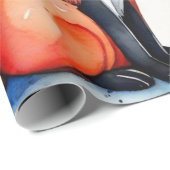 Papier Cadeau Mignons renards amoureux Wrapping Papier (Coin rond)