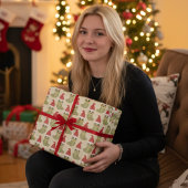 Papier Cadeau Mignons vers de Noël main dessiné cadeau