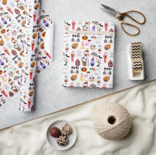 Papier Cadeau Mikitiez anime mignon café halloween croissant