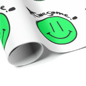 Papier Cadeau Mikitiez face souriante école été printemps vert (Coin rond)