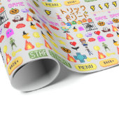 Papier Cadeau Mikitiez vidéo pixel halloween chauve-souris éffra (Coin rond)