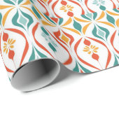 Papier Cadeau Milieu du siècle moderne Noël atomique (Coin rond)