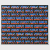 Papier Cadeau Milo Prénom Graffiti blue orange (Plat)