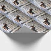 Papier Cadeau Mince Pinscher Laisser Neige Noël (Coin)