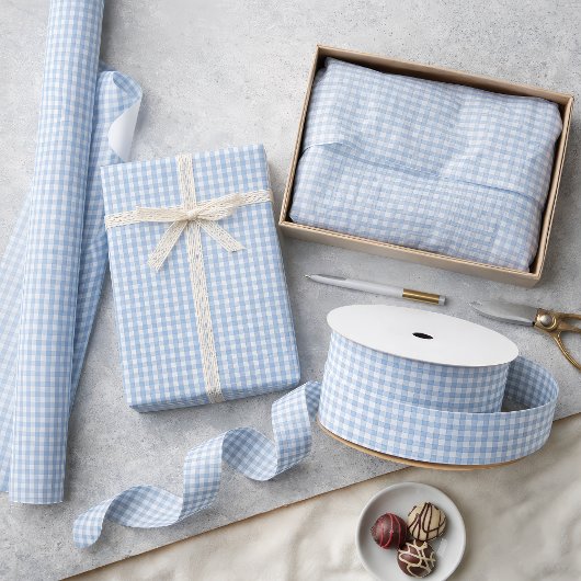 Papier Cadeau Mini Airy Blue Gingham Check Pattern