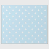 Papier Cadeau Mini bleu clair blanc sapins de Noël mignons (Plat)