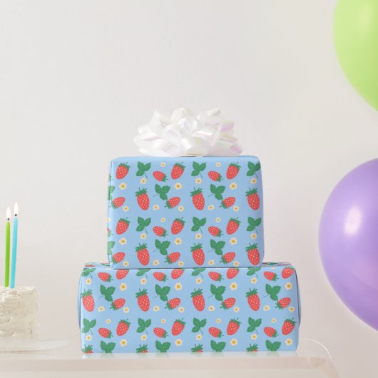 Papier Cadeau Mini Fleur de Fraisier (Cadeaux de fête)