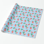 Papier Cadeau Mini Fleur de Fraisier (Déroulé)