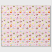 PAPIER CADEAU MINI-GÂTEAUX MOTIF ROSE (Plat)