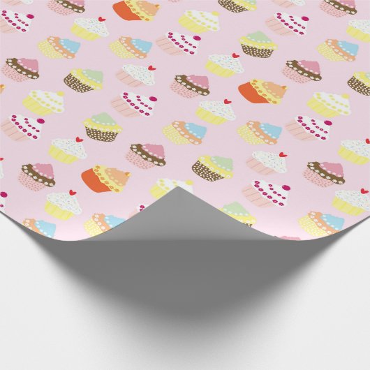 PAPIER CADEAU MINI-GÂTEAUX MOTIF ROSE (Coin)