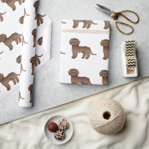Papier Cadeau Mini Goldendoodle marron mignon motif de chien de