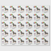 Papier Cadeau Mini Goldendoodle noir et fauve Joyeux Anniversair (Plat)